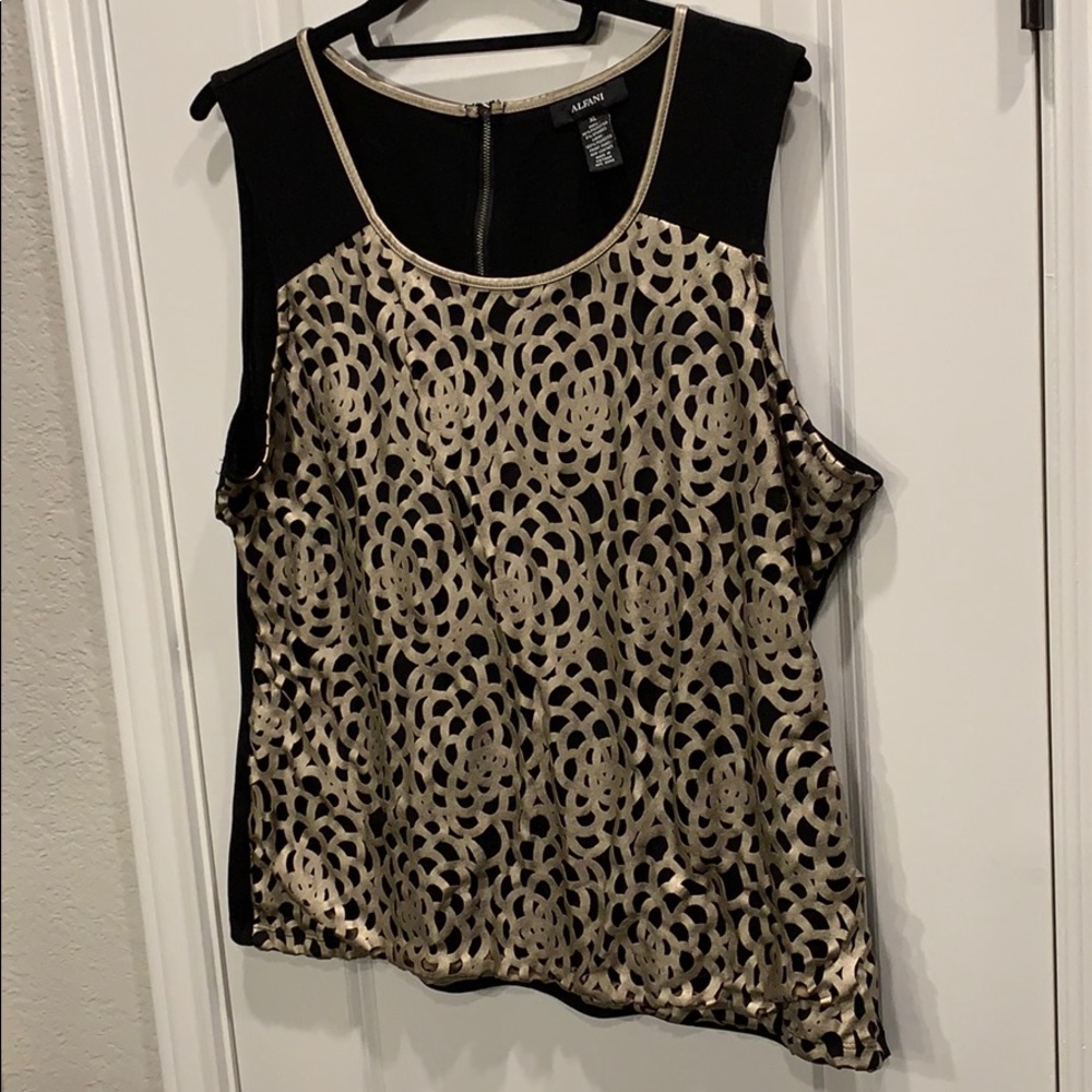 Black gold Alfani shell with cutout overlay